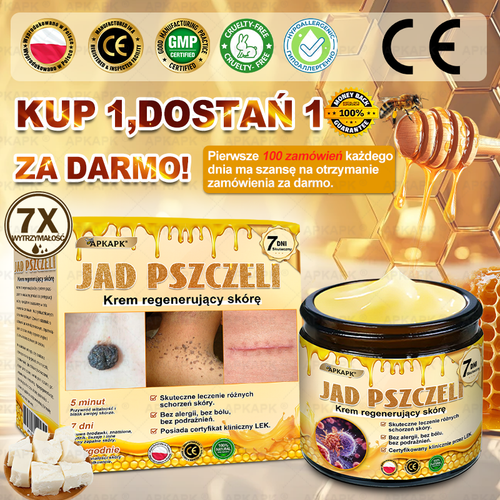 ✨ΑPΚΑPK® Jad Pszczoły Kompleksowy Krem✨pomaga w leczeniu problemów skórnych, takich jak: zmarszczki, blizny, plamy pigmentacyjne, rozstępy, trądzik, łuszczyca, egzema, zmiany skórne, podrażnienia, stany zapalne i inne problemy skórne🫏