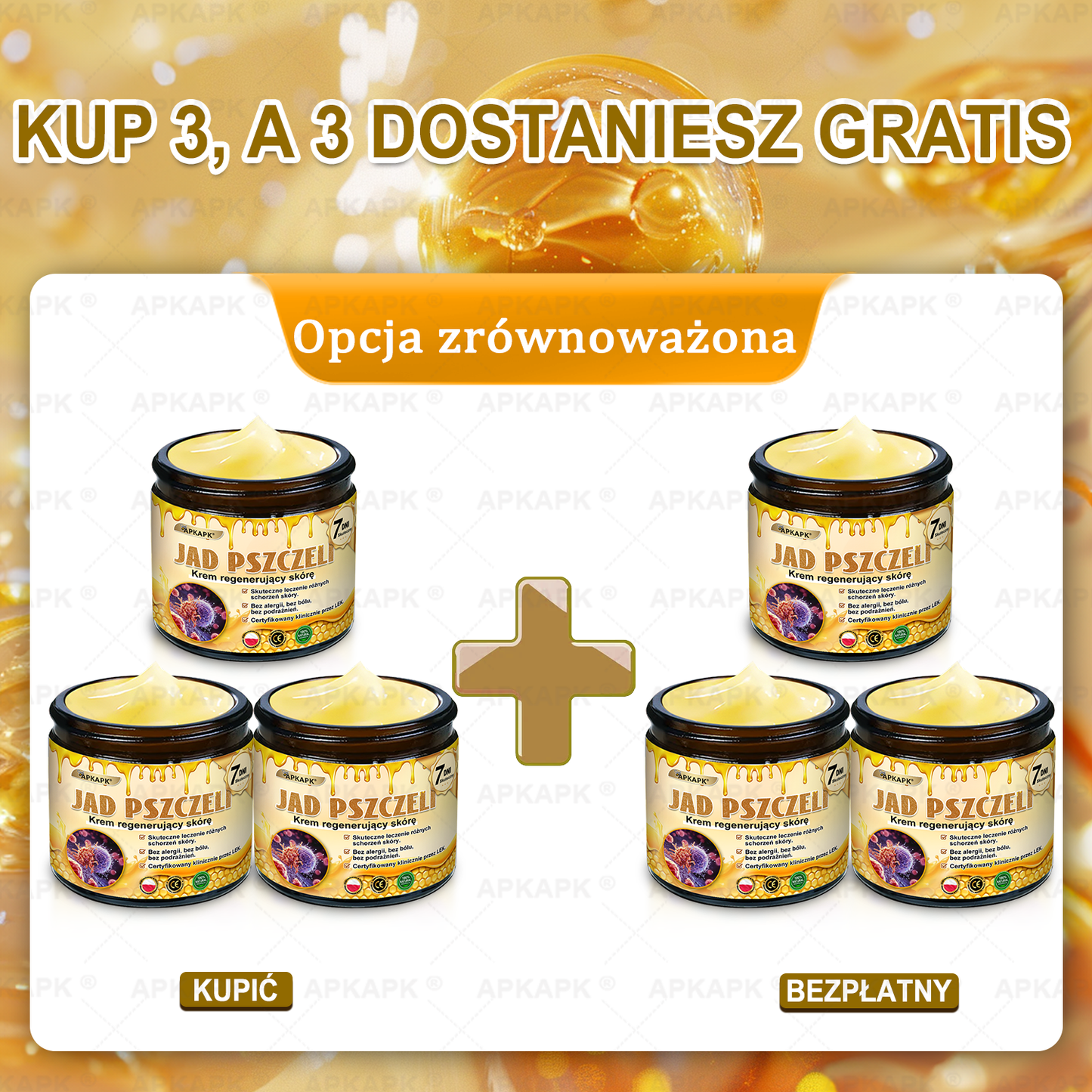 ✨ΑPΚΑPK® Jad Pszczoły Kompleksowy Krem✨pomaga w leczeniu problemów skórnych, takich jak: zmarszczki, blizny, plamy pigmentacyjne, rozstępy, trądzik, łuszczyca, egzema, zmiany skórne, podrażnienia, stany zapalne i inne problemy skórne🫏