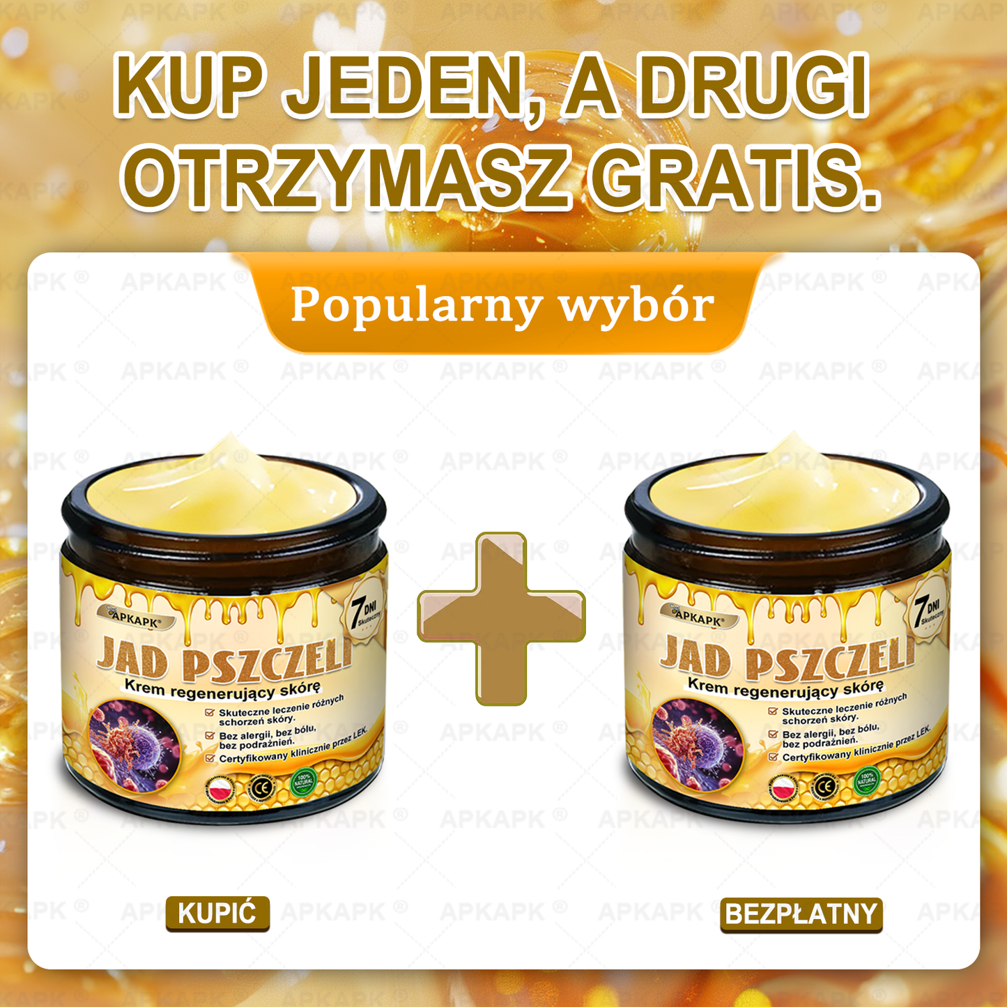 ✨ΑPΚΑPK® Jad Pszczoły Kompleksowy Krem✨pomaga w leczeniu problemów skórnych, takich jak: zmarszczki, blizny, plamy pigmentacyjne, rozstępy, trądzik, łuszczyca, egzema, zmiany skórne, podrażnienia, stany zapalne i inne problemy skórne🫏