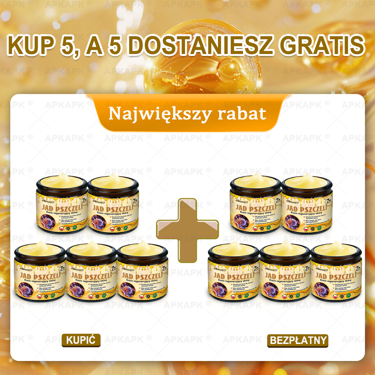 ✨ΑPΚΑPK® Jad Pszczoły Kompleksowy Krem✨pomaga w leczeniu problemów skórnych, takich jak: zmarszczki, blizny, plamy pigmentacyjne, rozstępy, trądzik, łuszczyca, egzema, zmiany skórne, podrażnienia, stany zapalne i inne problemy skórne🫏